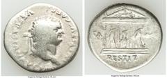 Ancients Roman Imperial Titus (AD 79-81). AR cistphorus (27mm, 9.90 gm, 6h). Fine, scratches. Rome, AD 80-81. IMP TITVS CAES VESPASIAN AVG P M, laureate head of Titus right / CA-PIT/RESTIT, tetrastyle