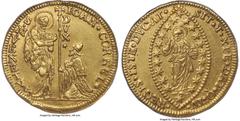 Italy Venice Venice. Giovanni Corner II gold 15 Zecchini ND (1709-1722) XF45 NGC, KM486, Fr-1367, Paolucci-118.7 (R5), Bellesia-238 (R5). 49mm. 51.60gm. Collectors of the Italian series, and particula