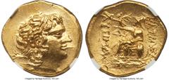 Ancients Greek PONTIC KINGDOM. Mithradates VI Eupator (120-63 BC). AV stater (20mm, 8.28 gm, 12h). NGC MS 4/5 - 5/5, die shift. Istrus, in the name and types of Lysimachus of Thrace, 88-86 BC. Diademe