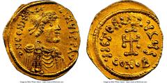 Ancients Byzantine Constantine IV Pogonatus (AD 668-685). AV tremissis (16mm, 6h). NGC Choice XF, scratches Constantinople. d N CONSTAN-TINЧS PP A, pearl-diademed, draped and cuirassed bust of Constan