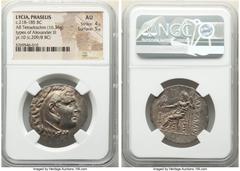 Ancients Greek LYCIA. Phaselis. Ca. 218-185 BC. AR tetradrachm (30mm, 16.36 gm, 1h). NGC AU 4/5 - 5/5. Late posthumous issue in the name and types of Alexander III the Great of Macedon, dated Civic Ye