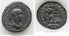 Ancients Roman Provincial SYRIA. Antioch. Hostilian, as Caesar (AD 251). BI tetradrachm (27mm, 11.74 gm, 8h). AU. 7th officina, AD 250-251. Γ OYAΛ OCTIΛIAN MЄ KYINTOC KЄCAP, bare headed, draped bust o