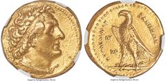 Ancients Greek PTOLEMAIC EGYPT. Ptolemy II Philadelphus (285/4-246 BC). AV trichryson or triple stater (pentadrachm) (24mm, 17.72 gm, 2h). NGC Choice XF 5/5 - 2/5, ex-jewelry. Uncertain Mint 9, on Cyp