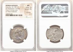 Ancients Roman Provincial SYRIA. Antioch. Caracalla (AD 198-217). AR tetradrachm (28mm, 14.02 gm, 12h). NGC MS 5/5 - 4/5, light graffito. AD 211-212. ΑΥΤ•ΚΑΙ••ΑΝΤΩΝЄΙΝΟC CЄΒ•, laureate head of Caracal