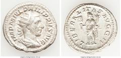 Ancients Roman Imperial Philip I (AD 244-249). AR antoninianus (23mm, 5.72 gm, 1h). Choice XF. Rome, AD 244-247. IMP M IVL PHILIPPVS AVG, radiate, draped, cuirassed bust of Philip I right, seen from b