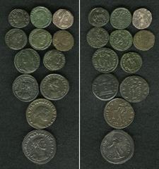 Lot of twelve Roman Imperial coins, mostly late Roman bronzes. Includes: Sabina. AR denarius // The rest AE: Probus (2) // Constantius I // Maximinus II Daia // Constantine I // Urbs Roma // Constanti