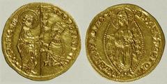 Chios. Gold Ducat ND (14th Century), Gamberini 344, choice brilliant UNC and remarkably well-struck. This imitation of a Venetian trade Ducat was minted by the Frankish Lords, possibly Robert d'Anjou.