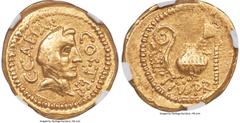 Ancients Roman Republic Julius Caesar, as Dictator (49-44 BC). AV aureus (20mm, 7.97 gm, 11h). NGC XF 3/5 - 4/5. Rome, 46 BC, Aulus Hirtius, praetor. C•CAESAR-COS•TER, veiled female head (Vesta or Pie