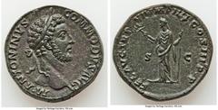 Ancients Roman Imperial Commodus, as Augustus (AD 177-192). AE sestertius (32mm, 28.11 gm, 12h). Choice XF, tooled. Rome mint. Struck AD 181-182. M ANTONINVS COMMODVS AVG, laureate head of Commodus ri