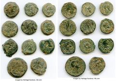 Ancients Ancient Lots ANCIENT LOTS. Greek. Ptolemaic Egypt. 2nd-1st centuries BC. Lot of eleven (11) AE chalkons and dichalkons (13-23mm). Fine. Includes: Eleven fractional AEs of various rulers and t
