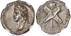 Ancients Roman Imperial Nero Claudius Drusus (38-9 BC). AR denarius (18mm, 3.64 gm, 9h). NGC Choice AU 4/5 - 3/5. Rome, ca. AD 41-45. NERO CLAVDIVS DRVSVS GERMANICVS IMP, head of Nero Claudius Drusus 
