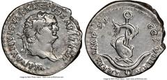 Ancients Roman Imperial Titus (AD 79-81). AR denarius (19mm, 3.19 gm, 7h). NGC Choice VF 5/5 - 2/5, brushed. Rome, AD 80. IMP TITVS CAES VESPASIAN AVG P M, laureate head of Titus right / TR P IX IMP X