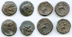 Ancients Ancient Lots ANCIENT LOTS. Greek. Macedonian Kingdom. Ca. 4th-3rd centuries. Lot of four (4) AR tetradrachms. Fine-VF. Includes: (4) Mixed rulers, Zeus seated reverse. Lot of four (4) coins. 