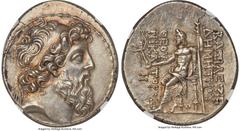 Ancients Greek SELEUCID KINGDOM. Demetrius II Nicator, second reign (129-125 BC). AR tetradrachm (33mm, 16.71 gm, 1h). NGC Choice AU 5/5 - 4/5, Fine Style, brushed. Antioch on the Orontes, 129-128 BC.