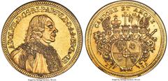 German States Fulda Fulda. Adolph von Dalberg gold 8 Ducat 1729 MS60 NGC, KM75, Fr-1051 (Very Rare), von Schluthess-Rechberg Collection-Unl., Reimmann-Unl., Schön-43. 27.66gm. Struck from Taler dies (
