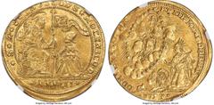 Italy Venice. Alvise Mocenigo III gold Osella of 4 Zecchini Anno II (1723) MS64 NGC, KM-Unl., Fr-1378, CNI-VIIIb.65, Paolucci II-380, Bellesia-269 (R4). 13.97gm. Exceptional in preservation and highly