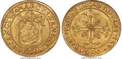 Italy Venice. Francesco Loredan gold Scudo della Croce of 12 Zecchini ND (1752-1762)-GAC UNC Details (Obverse Scratched) NGC, Venice mint, KM-Pn151, Fr-1478 (Rare), CNI-VIIIb.1, Paolucci-138.1, Belles