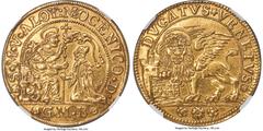 Italy Venice. Alvise Mocenigo IV gold Ducato of 8 Zecchini ND (1763-1778)-GMB AU55 NGC, cf. KM672 (same denomination, different design), Fr-1420 var. (same), CNI-VIIIb.35 (possibly this coin), Paolucc