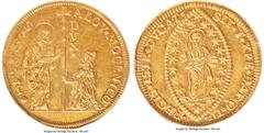 Italy Venice. Alvise Mocenigo IV gold 20 Zecchini ND (1763-1778) MS63 NGC, KM678.1 (Rare), Fr-1416 (Rare), CNI-VIIIb.116, Paolucci-129.7 (R4), Bellesia-360 (R5; this coin). 69.72gm. Variety with six-p