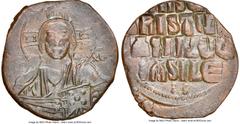 Ancients Byzantine Anonymous. Class A2. Time of Basil II and Constantine VIII (AD 976-1035). AE follis (27mm, 6h). NGC Choice XF. Constantinople. +EMMA-NOVHΛ, bust of Christ facing, wearing nimbus cru