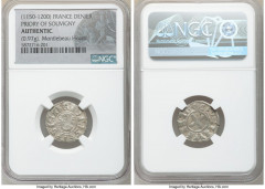France 3-Piece Lot of Certified Assorted Deniers Authentic NGC, 1) Priory of Souvigny Denier ND (1150-1200), 0.97gm 2) Limoges - Abbey of Saint-Martial Denier ND (1100-1245), 0.66gm 3) Deols. William 