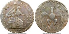 Colonials 1786 Immunis Columbia / Eagle, Breen-1135, W-5675, R.8, AU50 NGC. 118.9 grains. A landmark rarity in the colonial series. Only three examples are known, all of which are well enough preserve