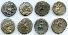 Ancients Ancient Lots ANCIENT LOTS. Greek. Macedonian Kingdom. Ca. 4th-3rd centuries. Lot of four (4) AR tetradrachms. Fine-VF. Includes: (4) Mixed rulers, Zeus seated reverse. Lot of four (4) coins. 