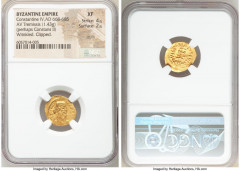 Ancients Byzantine Constantine IV Pogonatus (AD 668-685). AV tremissis (15mm, 1.43 gm, 6h). NGC XF 4/5 - 2/5, scuffs, wrinkled, clipped. Constantinople. d N CONSTAN-TINЧS PP A, pearl-diademed, draped 