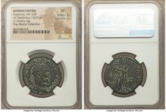 Ancients Roman Imperial Pupienus (April-July AD 238). AE sestertius (29mm, 18.07 gm, 1h). NGC XF 4/5 - 2/5. Rome. IMP CAES PVPIEN MAXIMVS AVG, laureate, draped and cuirassed bust of Pupienus right, se