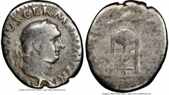 Ancients Roman Imperial Vitellius (July-December AD 69). AR denarius (20mm, 6h). NGC VG. Rome. A VITELLIVS GERM IMP AVG TR P, laureate head of Vitellius right / XV VIR-SACR FAC, tripod-lebes surmounte