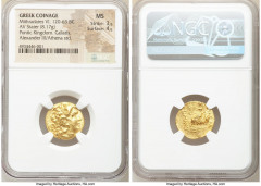 Ancients Greek PONTIC KINGDOM. Mithradates VI Eupator (120-63 BC). AV stater (18mm, 8.17 gm, 12h). NGC MS 3/5 - 4/5. Types of Lysimachus of Thrace, Callatis, ca. 88-86 B.C. Diademed head of deified Al