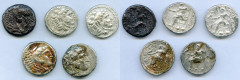 Ancients Ancient Lots ANCIENT LOTS. Greek. Macedonian Kingdom. Ca. 4th-3rd centuries. Lot of five (5) AR tetradrachms. Fine-VF. Includes: (5) Mixed rulers, Zeus seated reverse. Lot of five (5) coins. 