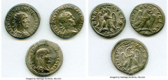 Ancients Ancient Lots ANCIENT LOTS. Roman Provincial. AD 3rd century. Lot of three (3) BI tetradrachms. Choice XF-AU, Silvering, scratch. Includes: BI tetradrachm (3), various rulers. Total three (3) 