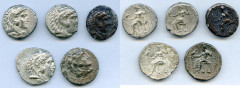 Ancients Ancient Lots ANCIENT LOTS. Greek. Macedonian Kingdom. Ca. 4th-3rd centuries BC. Lot of five (5) AR tetradrachms. Fine-VF. Includes: (5) Mixed rulers, Zeus seated reverse. Lot of five (5) coin