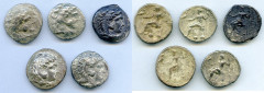 Ancients Ancient Lots ANCIENT LOTS. Greek. Macedonian Kingdom. Ca. 4th-3rd centuries BC. Lot of five (5) AR tetradrachms. Fine-VF. Includes: (5) Mixed rulers, Zeus seated reverse. Lot of five (5) coin