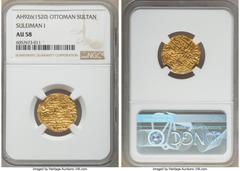 Islamic Dynasties Ottoman Empire Ottoman Empire. Suleyman I (AH 926-974 / AD 1520-1566) gold Sultani AH 926 (AD 1520/1521) AU58 NGC, Constantinople mint (in Turkey), A-1317. HID05401242017 © 2020 Heri