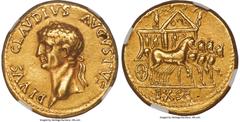 Ancients Roman Imperial Divus Claudius I (AD 41-54). AV aureus (19mm, 7.81 gm, 7h). NGC XF 5/5 - 3/5, brushed. Lugdunum (or Rome), ca. October-December AD 54. DIVVS CLAVDIVS AVGVSTVS, laureate head of