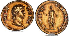 Ancients Roman Imperial Nero, as Augustus (AD 54-68). AV aureus (19mm, 7.30 gm, 4h). NGC Choice XF 5/5 - 2/5, brushed. Rome, ca. AD 64-65. NERO-CAESAR, laureate, bearded head of Nero right / AVGVSTVS-