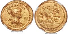 Ancients Roman Republic L. Cestius and C. Norbanus (43 BC). AV aureus (19mm, 8.05 gm, 9h). NGC MS 5/5 - 3/5. Rome, January-April 43 BC. C•NORBANVS / L•CESTIVS, draped bust of Sibyl (or Venus) right; P