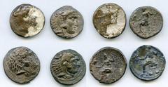 Ancients Ancient Lots ANCIENT LOTS. Greek. Macedonian Kingdom. Ca. 4th-3rd centuries. Lot of four (4) AR tetradrachms. Good-Choice VF, corrosion, tooling. Includes: (4) Mixed rulers, Zeus seated rever