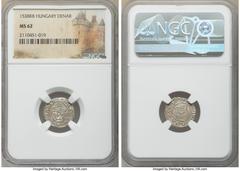 Hungary Ferdinand I 5-Piece Lot of Certified Assorted Deniers NGC, 1) Denar 1538-KB - MS62 2) Denar 1550-KB - MS62 3) Denar 1545-KB - MS62 4) Denar 1546-KB - MS63 5) Denar 1547-KB - AU58 6) Denar 1550
