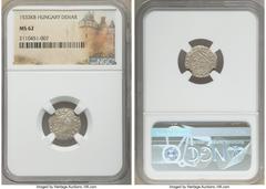Hungary Ferdinand I 10-Piece Lot of Certified Denars NGC, 1) Denar 1533-KB - MS62 2) Denar 1549-KB - MS63 3) Denar 1549-KB - MS62 4) Denar 1550-KB - MS64 5) Denar 1551-KB - MS61 6) Denar 1551-KB - MS6
