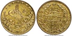 Islamic Dynasties Ottoman Empire Ottoman Empire. Mehmed V gold 50 Kurush AH 1327 Year 4 (1912/1913) MS61 NGC, Constantinople mint (in Turkey), KM753. AGW 0.1064 oz. HID05401242017 © 2020 Heritage Auct