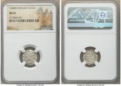 Hungary Ferdinand I 10-Piece Lot of Certified Assorted Denars NGC, 1) Denar 1548-KB - MS63 2) Denar 1549-KB - MS61 3) Denar 1551-KB - MS63 4) Denar 1552-KB - MS63 5) Denar 1552-KB - MS64 6) Denar 1553