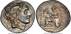 Ancients Greek THRACIAN KINGDOM. Lysimachus (305-281 BC). AR tetradrachm (29mm, 16.85 gm, 12h). NGC Choice AU 5/5 - 3/5. Lifetime issue of Samothrace, ca. 288/7-282/1 BC. Diademed head of deified Alex