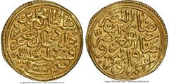 Islamic Dynasties Ottoman Empire. Mehmed II (2nd Reign, AH 855-886 / AD 1451-1481) gold Sultani AH 883 (AD 1478/1479) UNC Details (Bent) NGC, Constantinople mint (in Turkey), cf. A-1306 (R; for type),