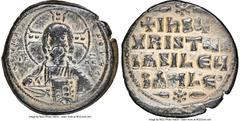 Ancients Byzantine Anonymous. Class A2. Time of Basil II and Constantine VIII (AD 976-1035). AE follis (31mm, 5h). NGC VF. Constantinople. +EMMA-NOVHΛ, bust of Christ facing, wearing nimbus cruciger w