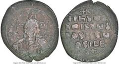 Ancients Byzantine Anonymous. Class A2. Time of Basil II and Constantine VIII (34mm, 6h). NGC VF. Constantinople. +EMMA-NOVHΛ, bust of Christ facing, wearing nimbus cruciger with five pellets in each 