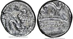 Ancients Greek PHOENICIA. Aradus. Ca. 400-380 BC. AR diobol (11mm,1.49gm 6h). NGC XF 5/5 - 2/5. Persic standard. Half-length bust of marine deity (Ba'al Arwad) facing, head right, fish in each hand; m