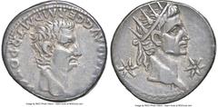 Ancients Roman Imperial Gaius (Caligula) (AD 37-41), with Divus Augustus (or Tiberius). AR denarius (18mm, 3.67 gm, 12h). NGC Choice VF 4/5 - 2/5, light smoothing. Lugdunum, 1st issue, AD 37. C•CAESAR